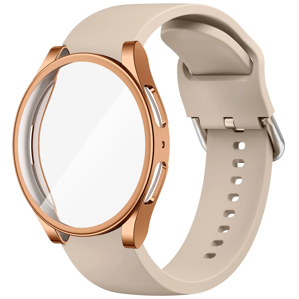 Quality Case+Silicone Strap For Samsung Galaxy Watch 4 5 6 7 40mm 44mm Band Screen Protective Cover Bumper For Galaxy Watch 4 5 6 7
