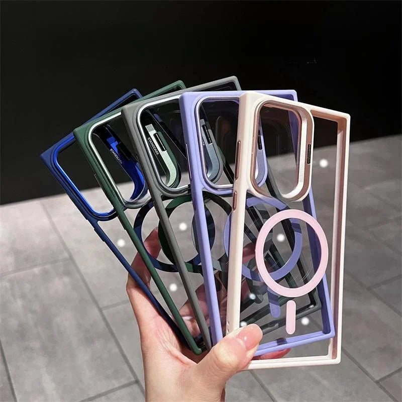Magsafe Clear Case For Samsung Galaxy S25 S24 Ultra S22 Plus S23 FE Shockproof Magnetic Wirelesss Charge Cover