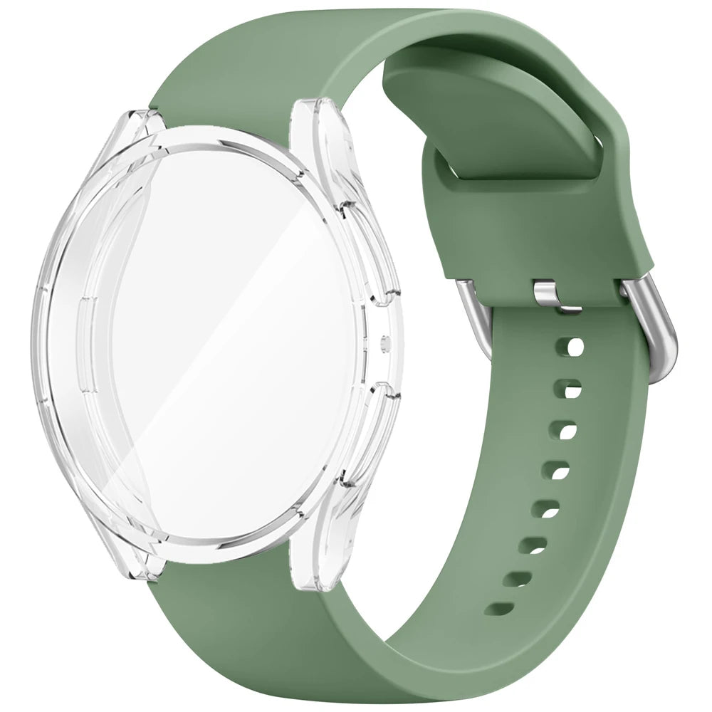 Quality Case+Silicone Strap For Samsung Galaxy Watch 4 5 6 7 40mm 44mm Band Screen Protective Cover Bumper For Galaxy Watch 4 5 6 7