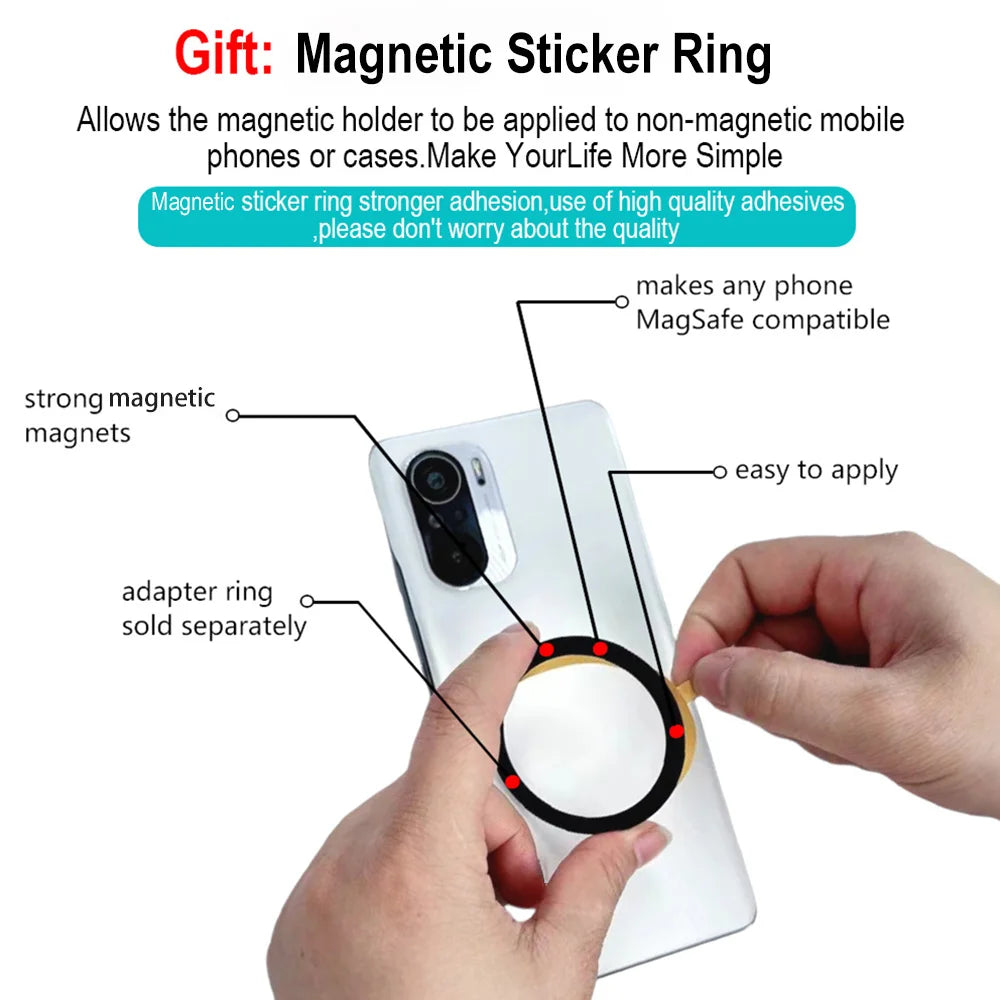 Magnetic Folding Mobile Phone Grip Holder Socket Support for iPhone 12 13 14 15 16 Ring Finger Expanding Stand