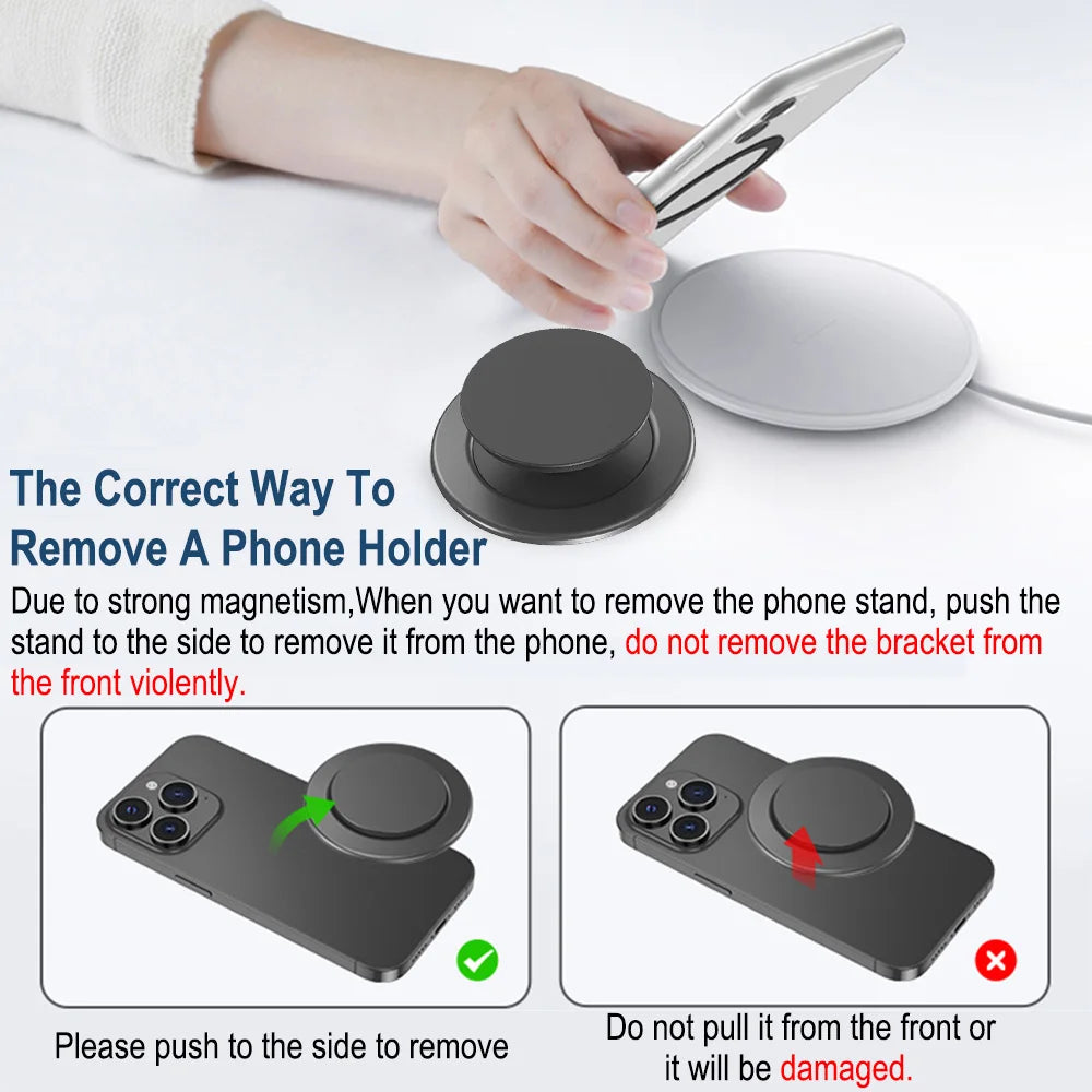 Magnetic Folding Mobile Phone Grip Holder Socket Support for iPhone 12 13 14 15 16 Ring Finger Expanding Stand