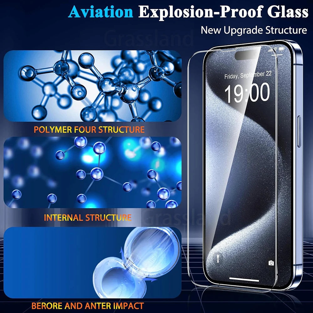 4Pcs Tempered Glass For iPhone 5-16, Protective Glass Film