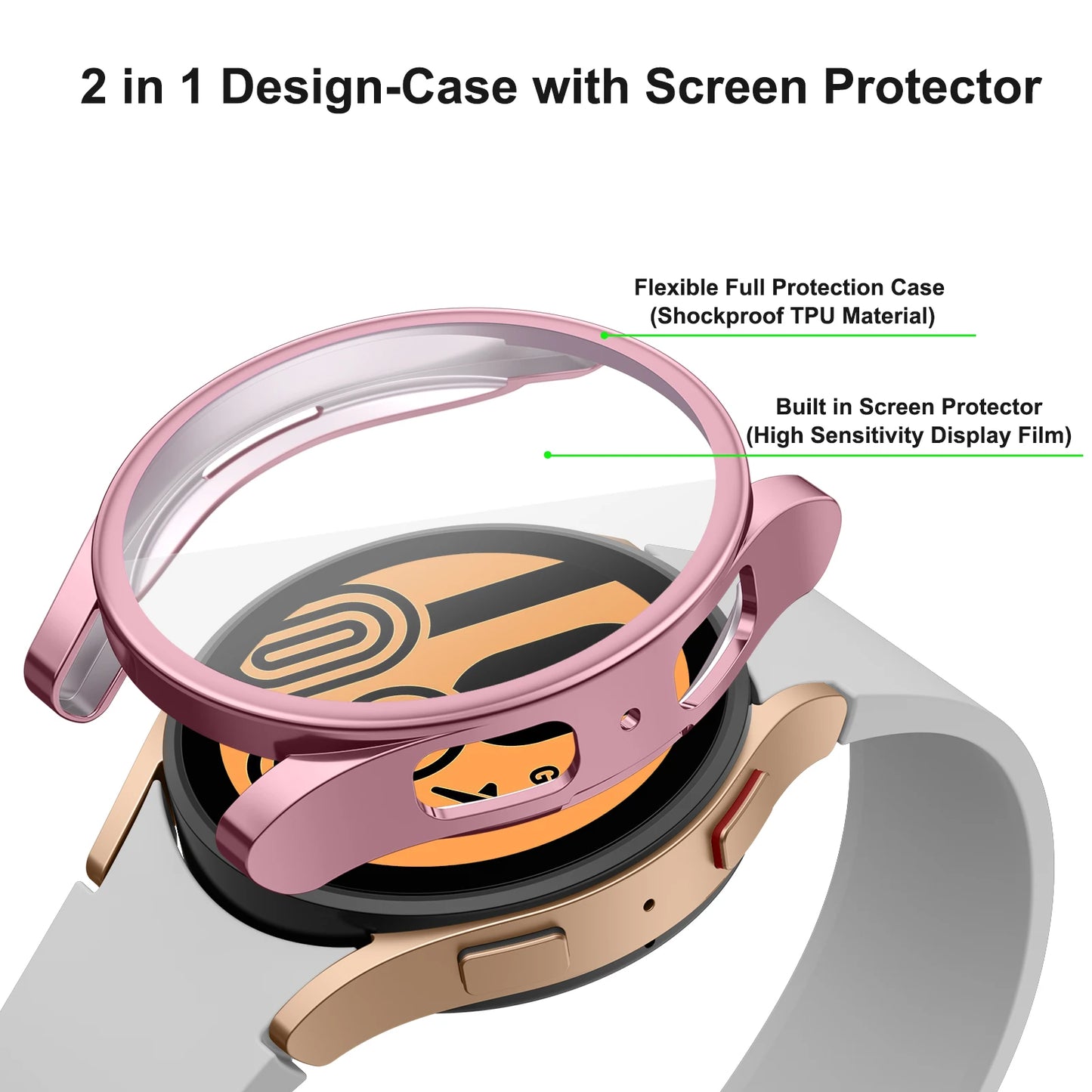 Quality Case+Silicone Strap For Samsung Galaxy Watch 4 5 6 7 40mm 44mm Band Screen Protective Cover Bumper For Galaxy Watch 4 5 6 7