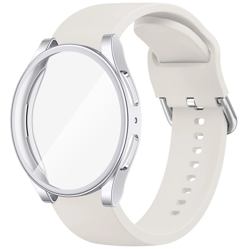 Quality Case+Silicone Strap For Samsung Galaxy Watch 4 5 6 7 40mm 44mm Band Screen Protective Cover Bumper For Galaxy Watch 4 5 6 7