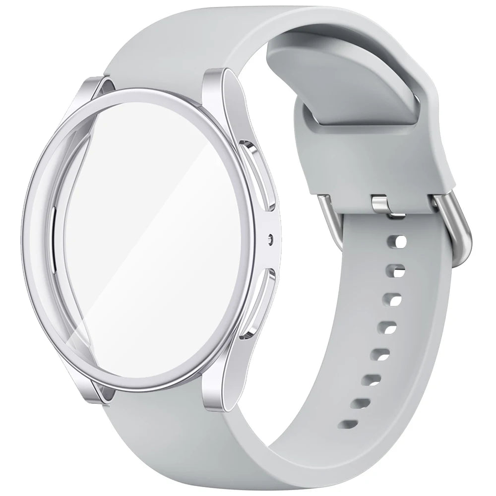 Quality Case+Silicone Strap For Samsung Galaxy Watch 4 5 6 7 40mm 44mm Band Screen Protective Cover Bumper For Galaxy Watch 4 5 6 7