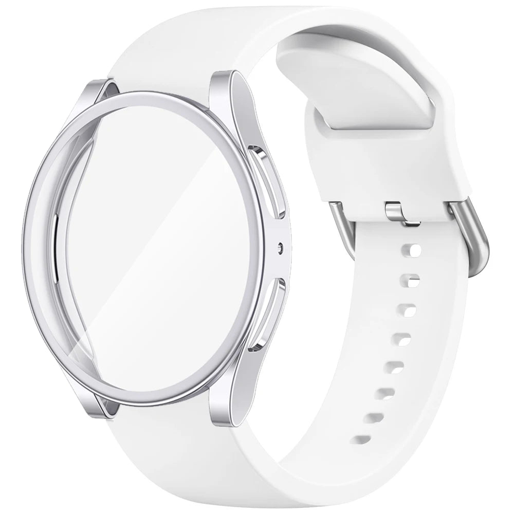 Quality Case+Silicone Strap For Samsung Galaxy Watch 4 5 6 7 40mm 44mm Band Screen Protective Cover Bumper For Galaxy Watch 4 5 6 7