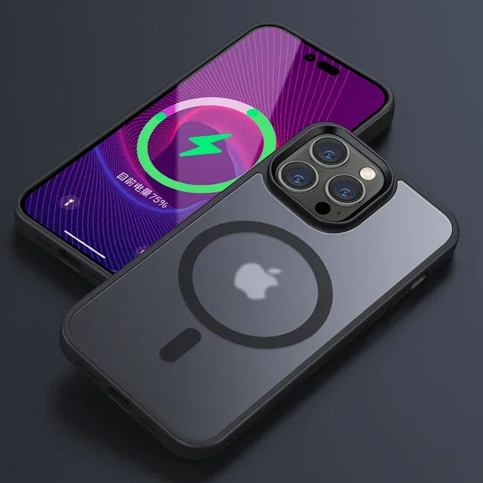 Matte Translucent Phone Case For iPhone 16 15 14 13 11 12 Pro Max Plus Magnetic Case For Magsafe Wireless Charging Cover