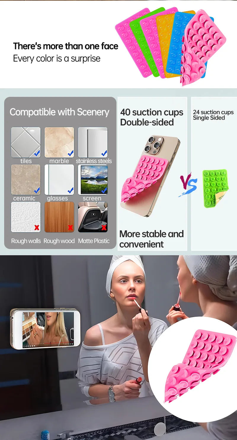 Double Sided Silicone Suction Cup Phone Case Detachable Stand Silicone Rubber Sucker Pad For Selfies And Videos Fixed Pad