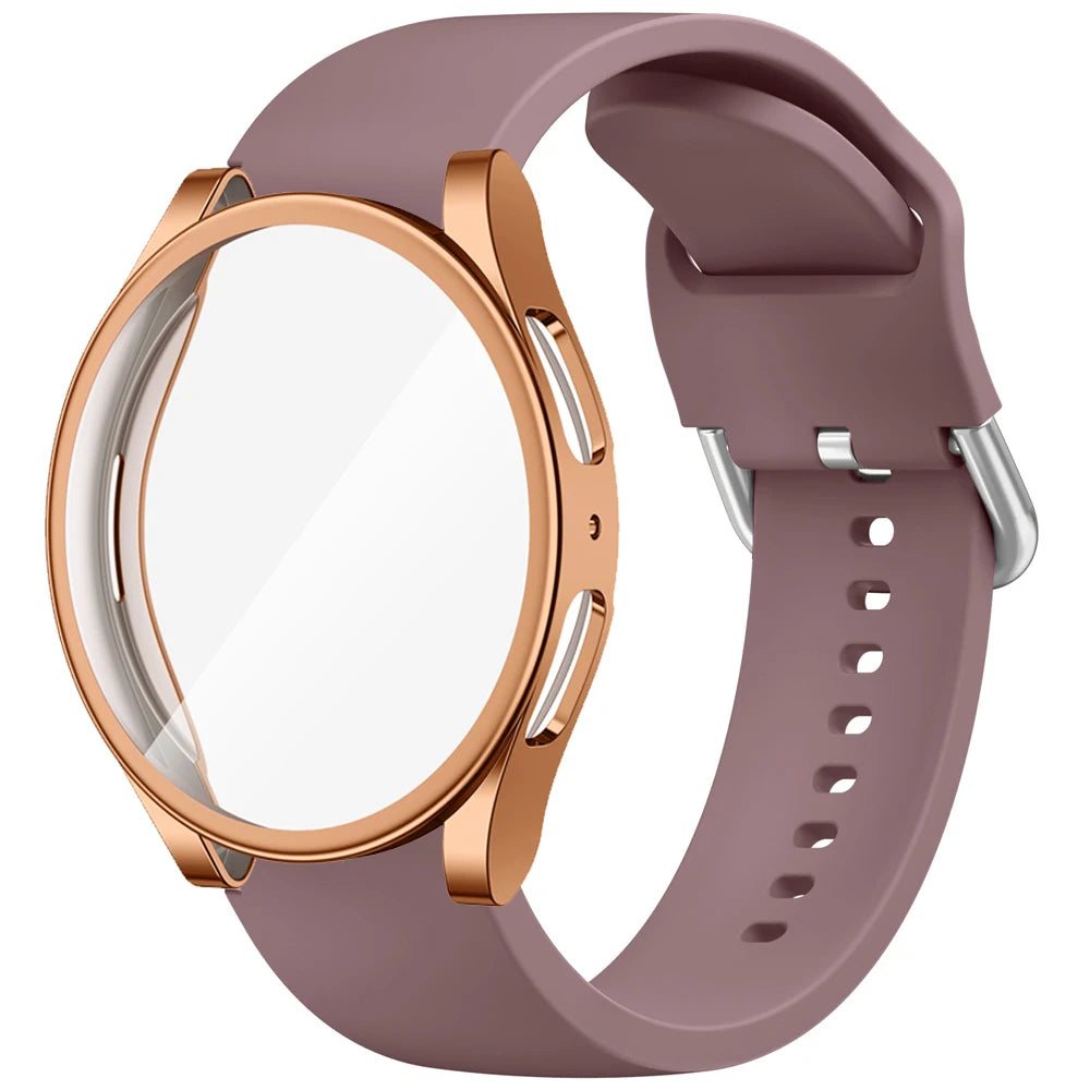 Quality Case+Silicone Strap For Samsung Galaxy Watch 4 5 6 7 40mm 44mm Band Screen Protective Cover Bumper For Galaxy Watch 4 5 6 7