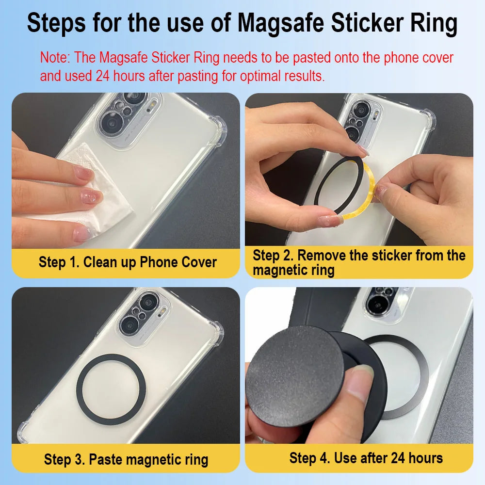 Magnetic Folding Mobile Phone Grip Holder Socket Support for iPhone 12 13 14 15 16 Ring Finger Expanding Stand