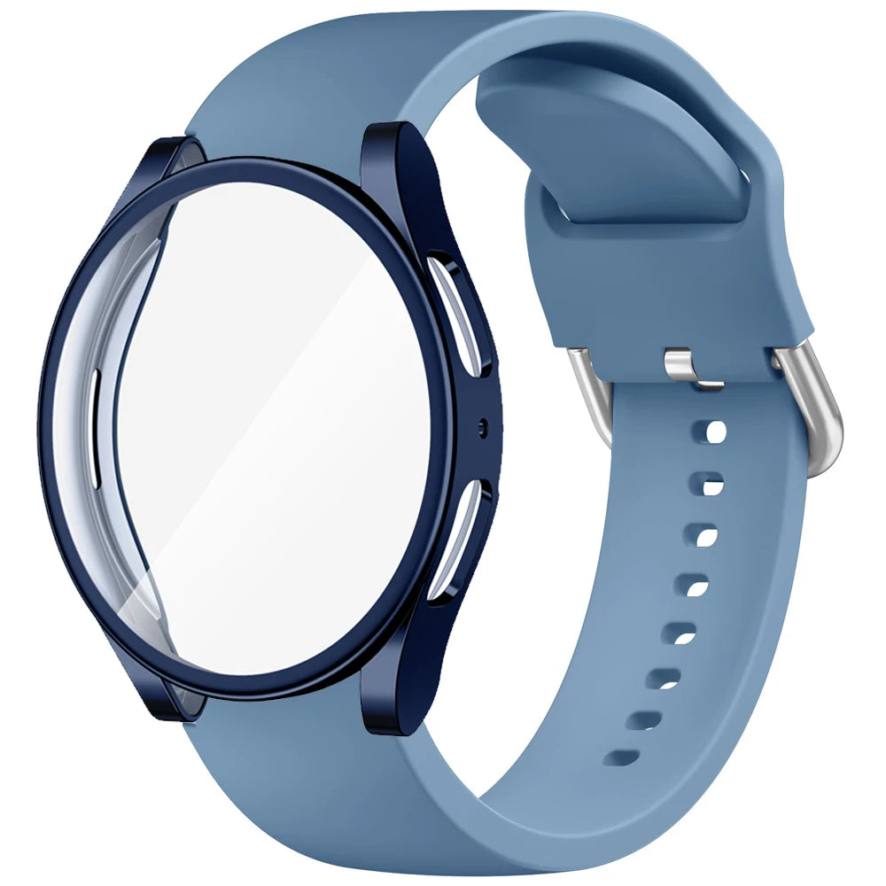 Quality Case+Silicone Strap For Samsung Galaxy Watch 4 5 6 7 40mm 44mm Band Screen Protective Cover Bumper For Galaxy Watch 4 5 6 7