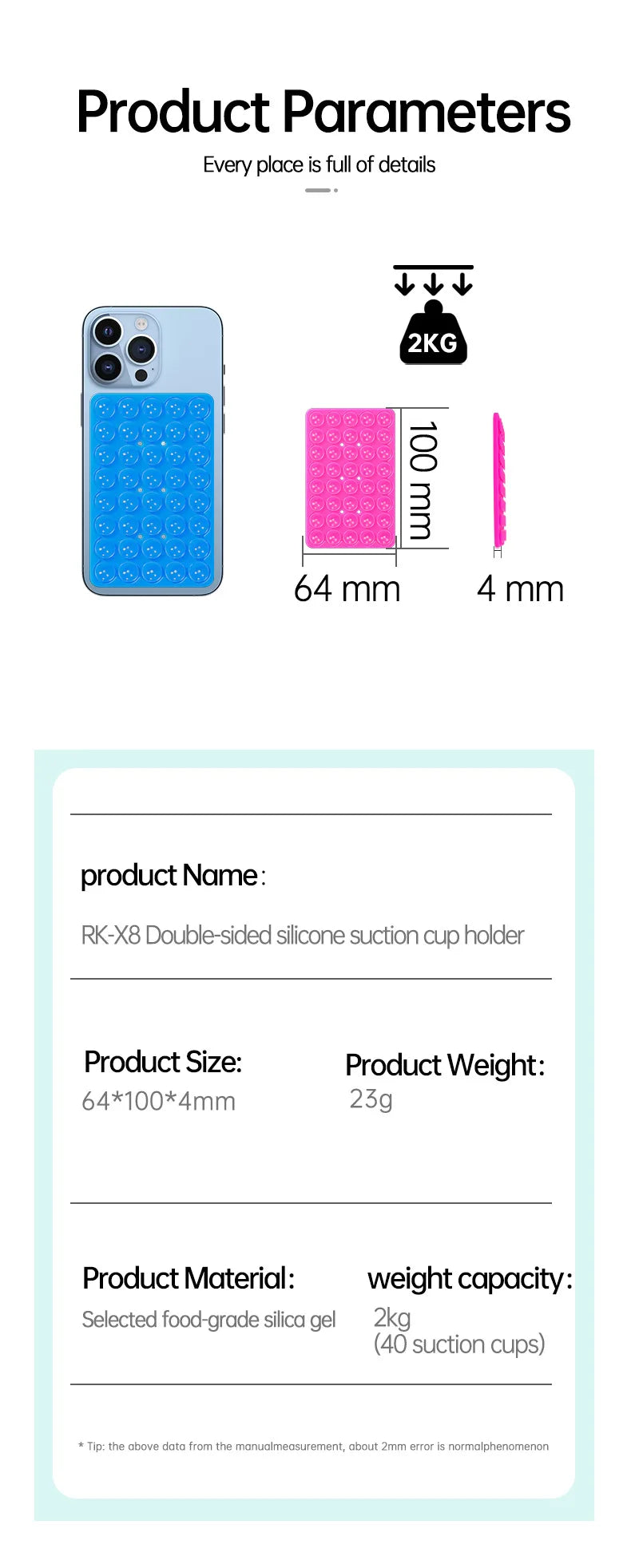 Double Sided Silicone Suction Cup Phone Case Detachable Stand Silicone Rubber Sucker Pad For Selfies And Videos Fixed Pad