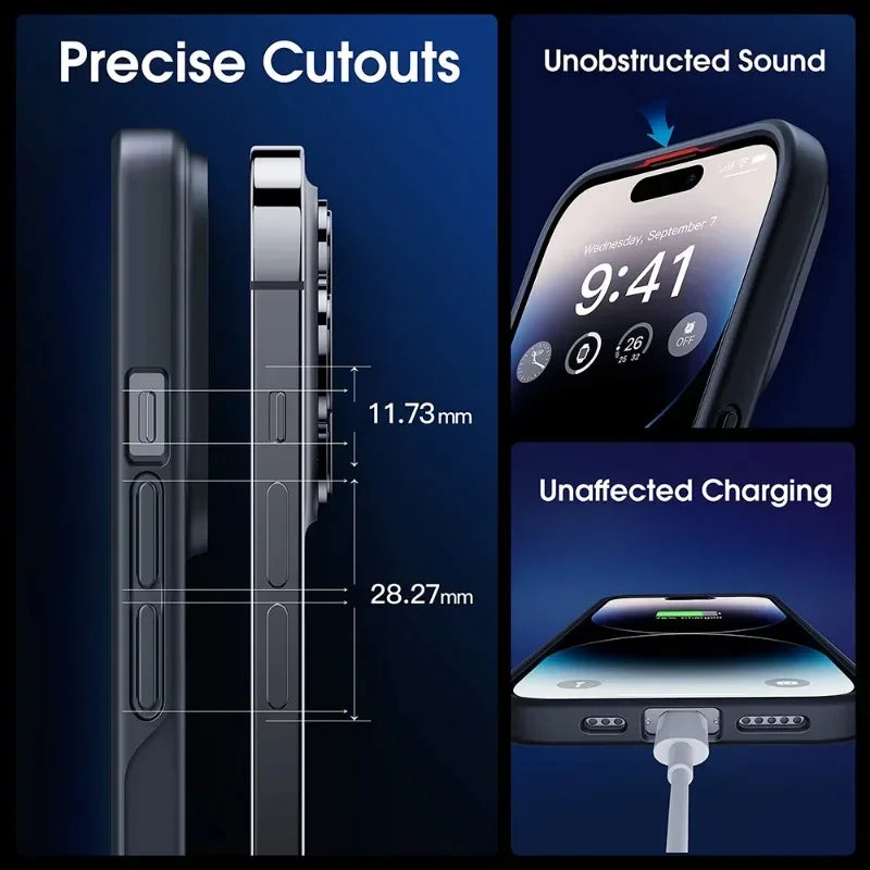 Matte Translucent Phone Case For iPhone 16 15 14 13 11 12 Pro Max Plus Magnetic Case For Magsafe Wireless Charging Cover