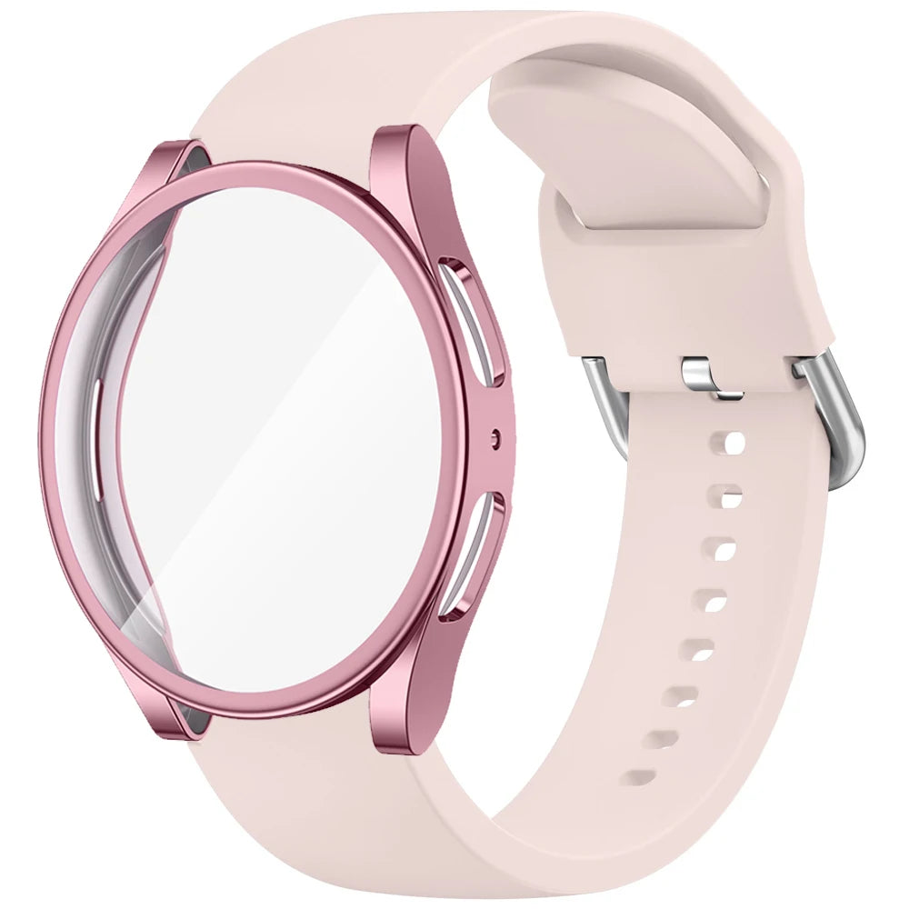 Quality Case+Silicone Strap For Samsung Galaxy Watch 4 5 6 7 40mm 44mm Band Screen Protective Cover Bumper For Galaxy Watch 4 5 6 7