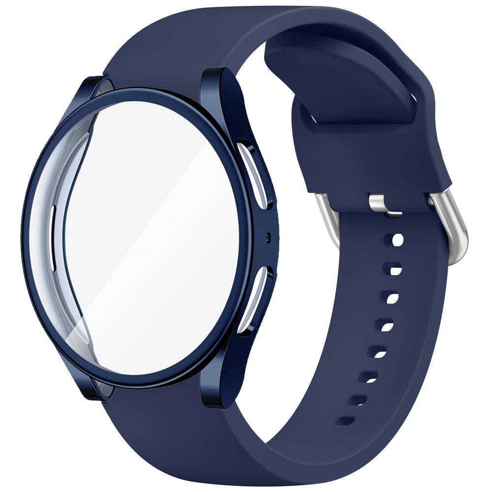 Quality Case+Silicone Strap For Samsung Galaxy Watch 4 5 6 7 40mm 44mm Band Screen Protective Cover Bumper For Galaxy Watch 4 5 6 7