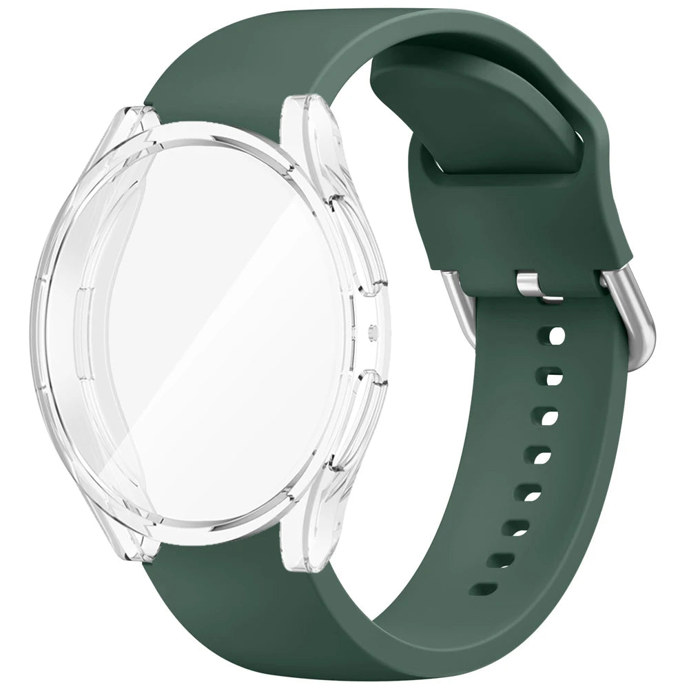 Quality Case+Silicone Strap For Samsung Galaxy Watch 4 5 6 7 40mm 44mm Band Screen Protective Cover Bumper For Galaxy Watch 4 5 6 7