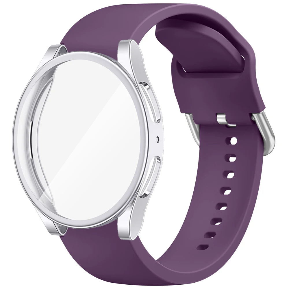 Quality Case+Silicone Strap For Samsung Galaxy Watch 4 5 6 7 40mm 44mm Band Screen Protective Cover Bumper For Galaxy Watch 4 5 6 7