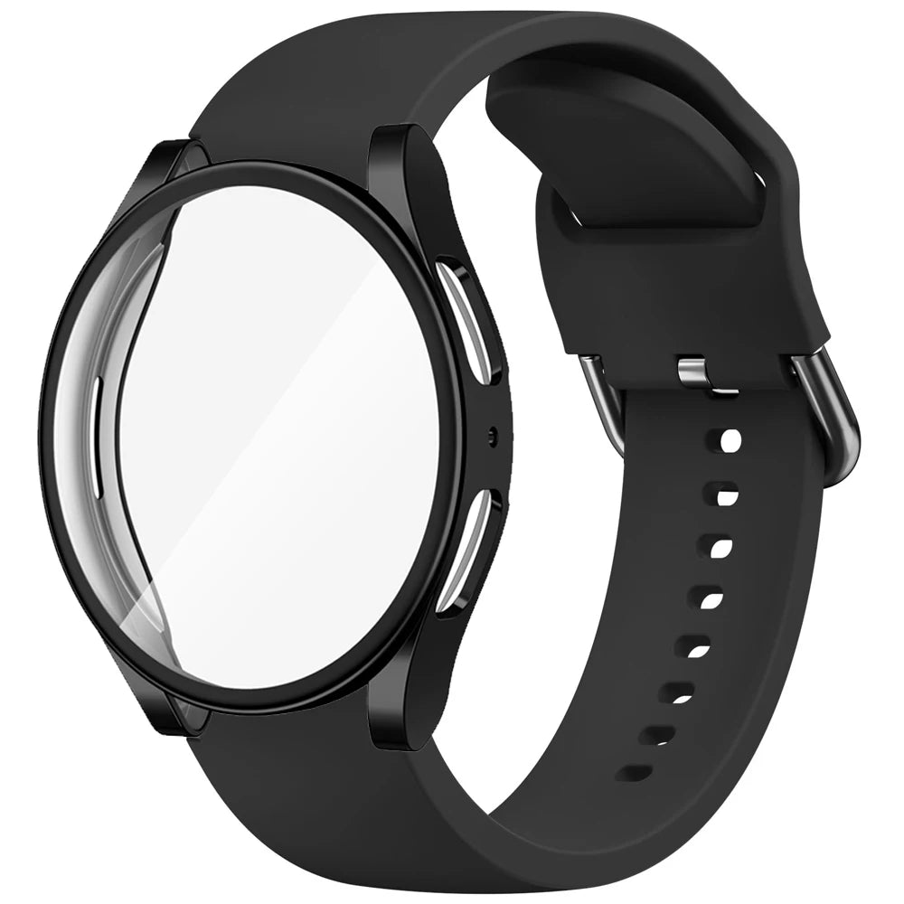 Quality Case+Silicone Strap For Samsung Galaxy Watch 4 5 6 7 40mm 44mm Band Screen Protective Cover Bumper For Galaxy Watch 4 5 6 7