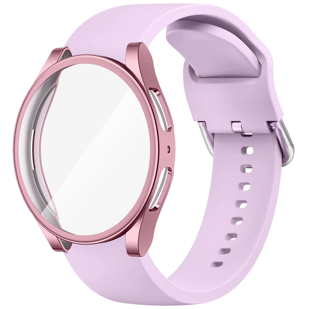 Quality Case+Silicone Strap For Samsung Galaxy Watch 4 5 6 7 40mm 44mm Band Screen Protective Cover Bumper For Galaxy Watch 4 5 6 7
