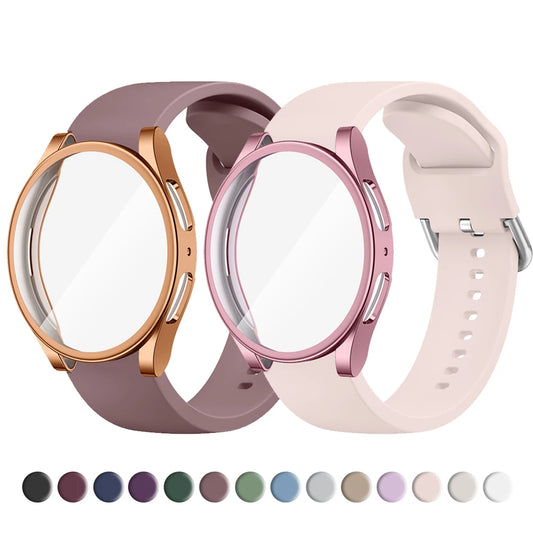 Quality Case+Silicone Strap For Samsung Galaxy Watch 4 5 6 7 40mm 44mm Band Screen Protective Cover Bumper For Galaxy Watch 4 5 6 7