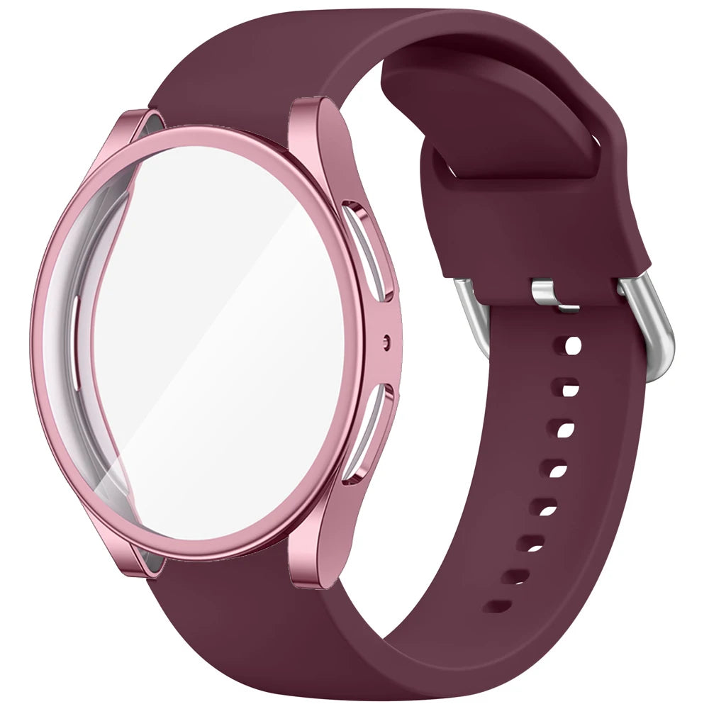 Quality Case+Silicone Strap For Samsung Galaxy Watch 4 5 6 7 40mm 44mm Band Screen Protective Cover Bumper For Galaxy Watch 4 5 6 7