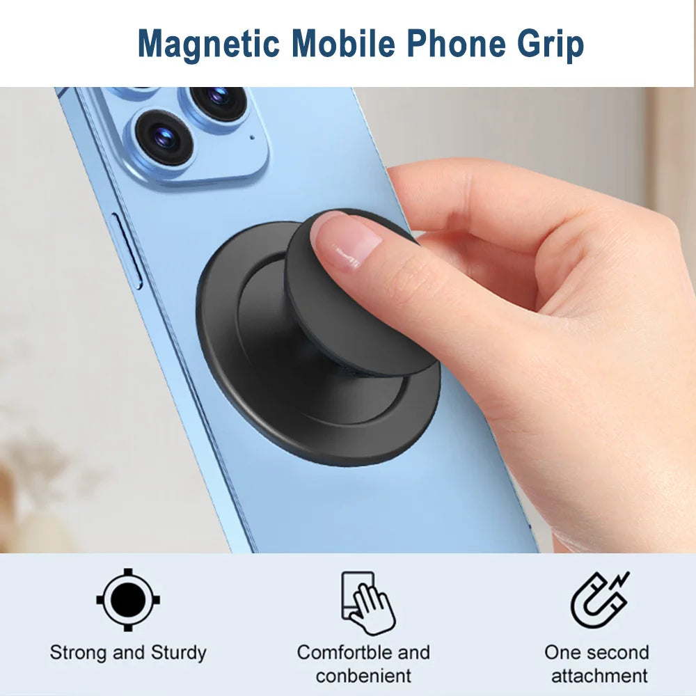 Magnetic Folding Mobile Phone Grip Holder Socket Support for iPhone 12 13 14 15 16 Ring Finger Expanding Stand