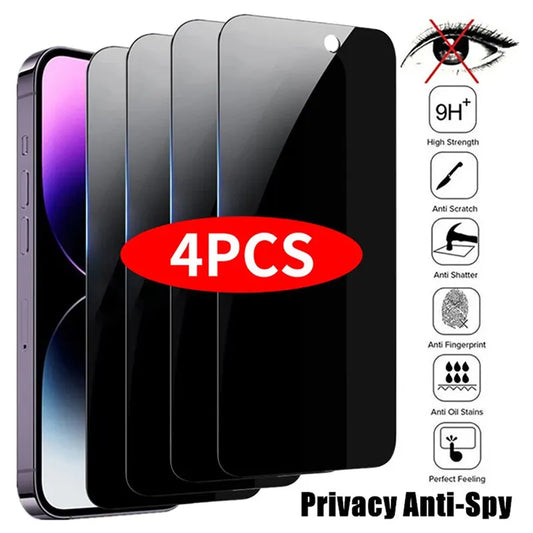 4PCS Privacy Screen Protector for iPhone 11/ iPhone 12/ iPhone 13/ iPhone 14/ iPhone 15/ iPhone 16 Tempered Glass